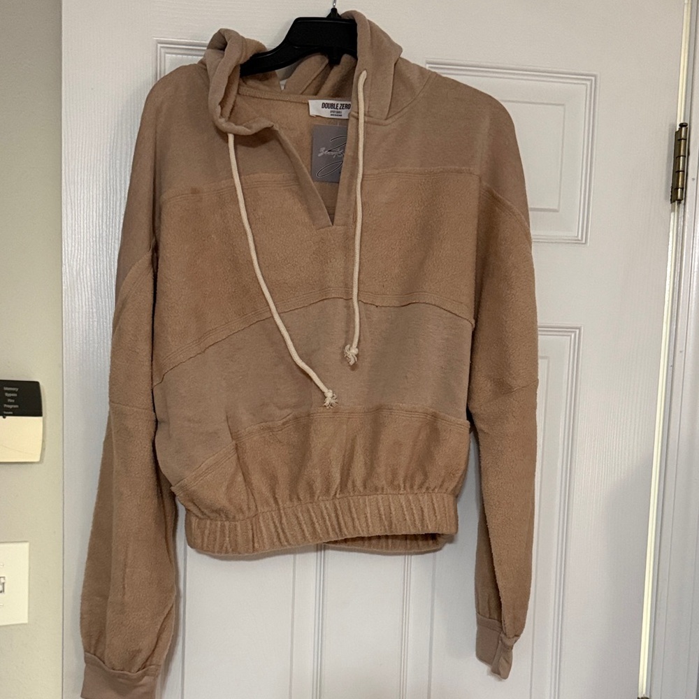 Double Zero, Cozy Tan Hoodie Sweater